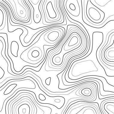 Beyaz arkaplanda vektör kontur topografik haritası.
