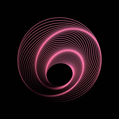 Çarpık pembe soyut kablo çizim tüneli. Vektör renkli spiral.