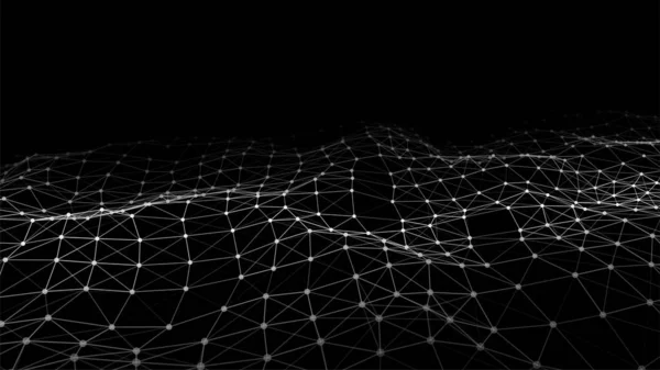 Structure de connexion réseau.Forme basse en poly avec points et lignes de connexion sur fond sombre.Illustration vectorielle. Visualisation Big Data . — Image vectorielle