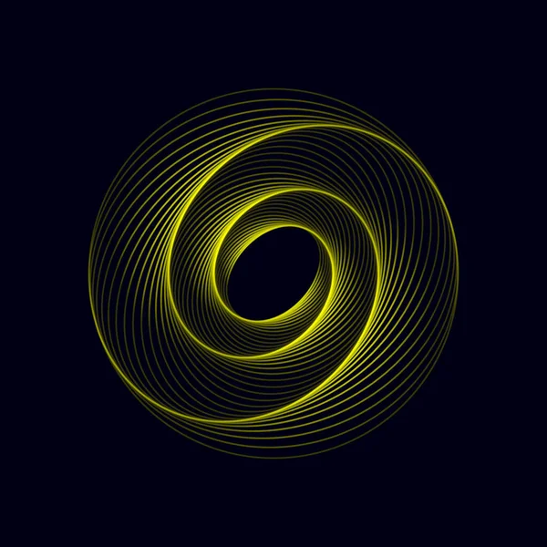 Vriden gul abstrakt wireframe tunnel. Vektorfärgad spiral. — Stock vektor