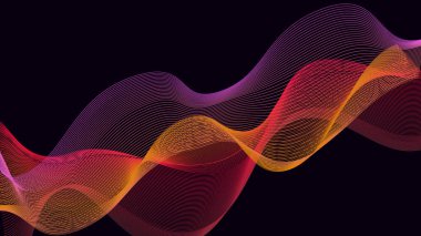 Dalgalı soyut arkaplan. Rengarenk dinamik çizgiler. Vektör illüstrasyonu.