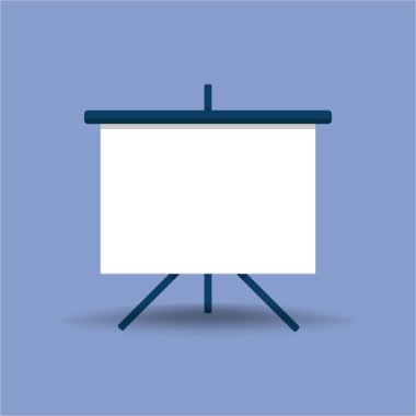 Sinema, film, oyunlar ve gölgeli düz dizayn toplantıları için ekran projektörü. Vektör EPS 10