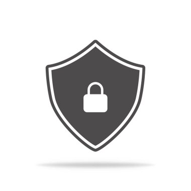 Kalkan simgesi kilitlendi. Gölgeli bir sembol. Vektör EPS 10