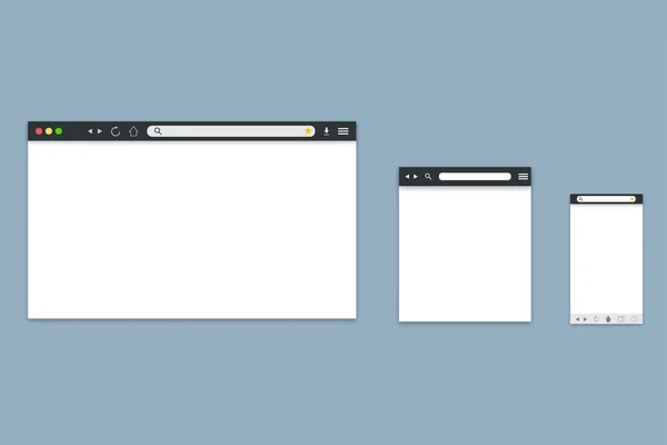 Webbrowser Mit Leerer Seite Als Vorlage Für Desktop Tablet Und — Stockvektor
