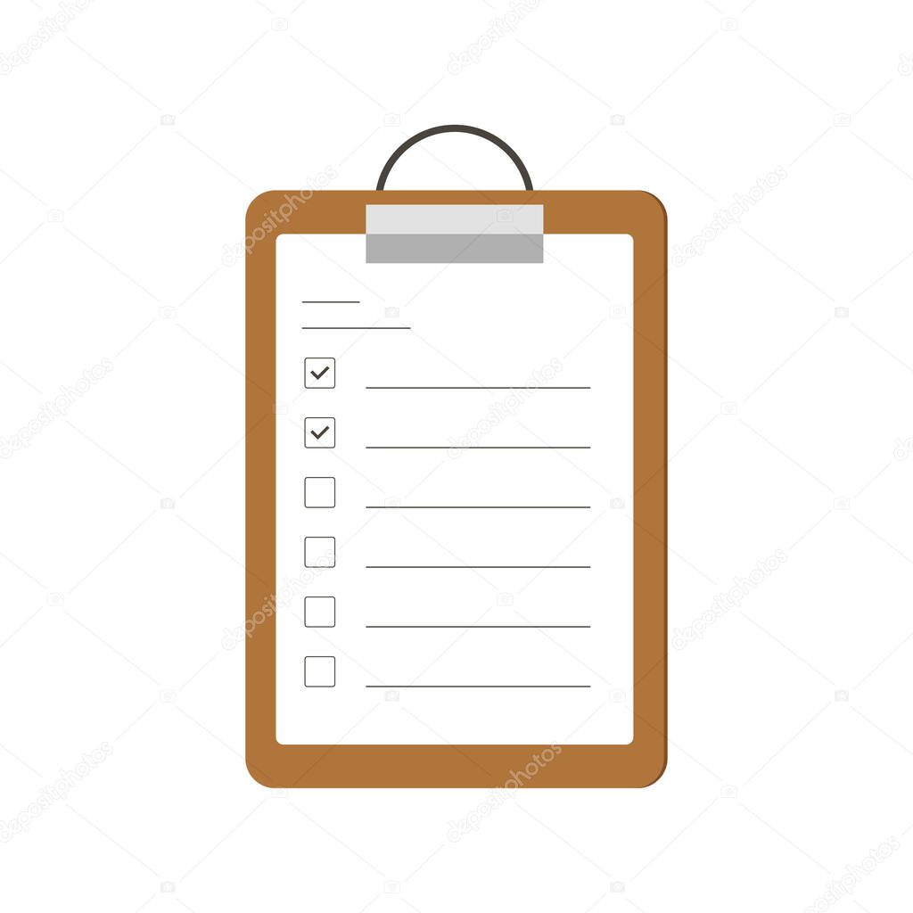 To do list in flat design in brown color with checkmarks. Vector EPS 10
