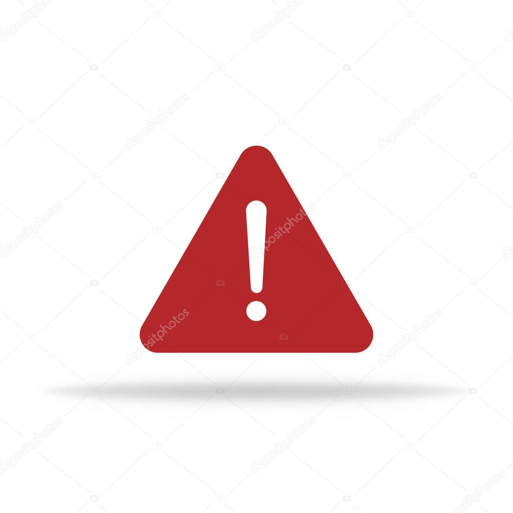 Exclamation sign icon. Error occured. Red flat style. Vector EPS 10