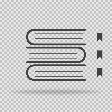 Siyah beyaz kitap ikonları. Mavi, kırmızı ve yeşil kitaplar okuyor. Gölgeli düz dizayn. Okul ya da ders çalışmak için sözlük. Belgeleri öğren ve öğret. Vektör EPS 10