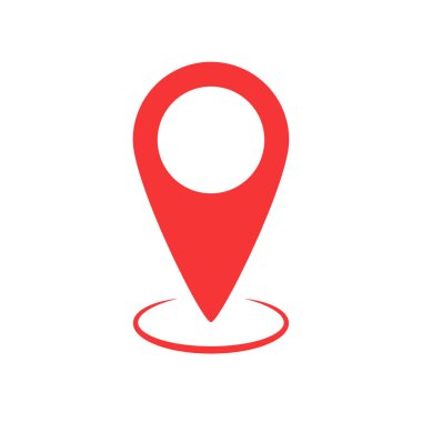 Harita için kırmızı iğne işaretleyici. Yer imi simgesi. Yer ve yön bulma için coğrafi işaretçi. Vektör EPS 10