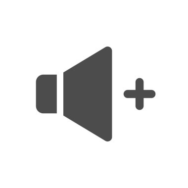 Hoparlör simgesini aç. Megafon gibi hoparlör. Oyuncu için ortam simgesi. Artı ile ses veya video simgesi. Daha fazla ses. Vektör EPS 10