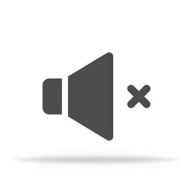 Sesi kısık hoparlör simgesi. Megafon gibi hoparlör. Oyuncu için ortam simgesi. Ses veya görüntü simgesi yok. Vektör EPS 10