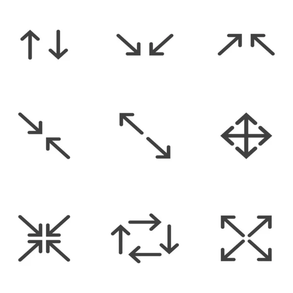 Conjunto Ícones Seta Estilo Seta Simples Plano Vetor Eps — Vetor de Stock