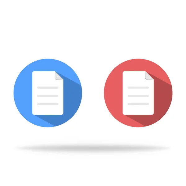 文档图标为扁平的 有红色和蓝色圆形 平面文档和文件 与阴影隔离 病媒Eps — 图库矢量图片