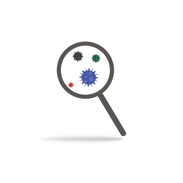 Virus Bajo Lupa Microbios Con Lupa Vector Eps — Vector de stock