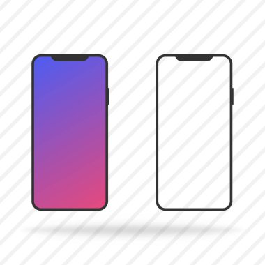 Akıllı telefon izole edilmiş simgesi. Telefon tasarımı vektör olarak. İş için boş illüstrasyon. Telefon boş ekran. Mobil teknoloji. Vektör EPS 10.