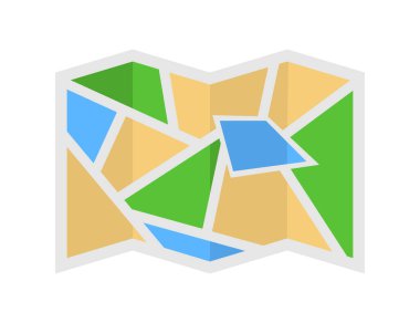 Düz dizaynlı navigasyon haritası. Şehir grafiğinin konum simgesi. Şehir simgesi ve coğrafyanın izole edilmiş haritası. Vektör EPS 10.