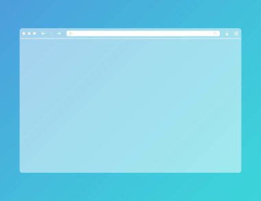 Modern düz tasarımda saydam web tarayıcı modeli. Bilgisayar boş şablon çerçevesi. İzole tasarım. Vektör EPS 10