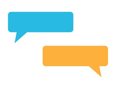 Mesajlar mavi ve turuncu renklerde. Sohbetin baloncuk şablonu. Telefondaki SMS arayüzü. İzole edilmiş balon boş tasarımı. Mesajı cevaplamak ve sohbet etmek için şablon. Vektör EPS 10