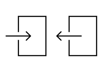 Giriş yap ve okları kare şablona ayarla. Hesaptan giriş ve çıkış resimlerini izole ettim. Profilin kare çerçevesi gir ya da çık. Giriş işareti simgesi. Vektör EPS 10.