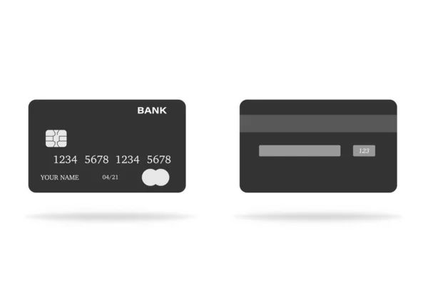 Ikona Bankovní Kreditní Debetní Karty Platební Plastová Ilustrační Karta Plochém — Stockový vektor
