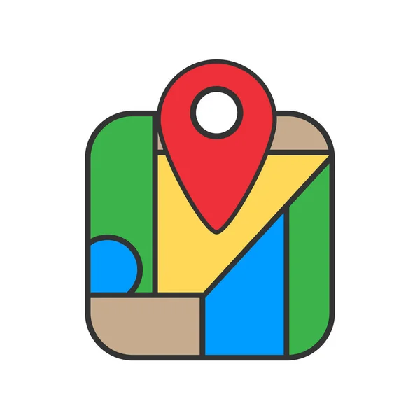 Icono Mapa Navegación Con Pin Ubicación Roja Mapa Ciudad Diseño — Archivo Imágenes Vectoriales