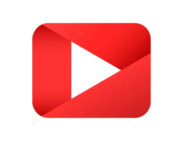 Reproducir Botón Medios Rojo Icono Reproductor Vídeo Con Gradiente Sombra — Vector de stock