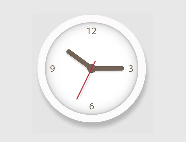 Білий Годинник Ізольовано Значок Слідкуйте Стіною Часовими Годинами Секундами Простий — стоковий вектор