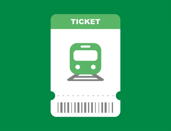Железнодорожный Билет Поезде Плоском Зеленом Изолированном Дизайне Проездной Билет Шаблон — стоковый вектор