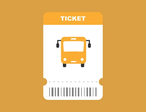 バーコード付き黄色のフラットデザインのバスチケット 自動車輸送用のパスカード バスの孤立クーポンで旅行 ベクトルEps — ストックベクタ