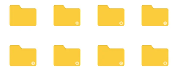 Set Yellow Folders Flat Modern Design Computer Documents Isolated Files — Stock Vector