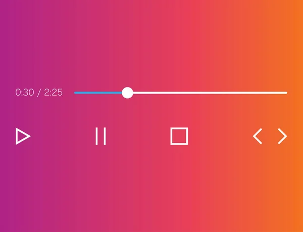 Audio Player Attrappe Gradienten Hintergrund Und Flachen Symbolen Musik Interface — Stockvektor