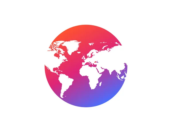 ソーシャルグローブマップ カラフルなグラデーションの地球 アメリカ ヨーロッパ ロシア アフリカ インド オーストラリアと世界のイラスト Instaスタイルの3Dスフィア グラデーションデザインの惑星 — ストックベクタ