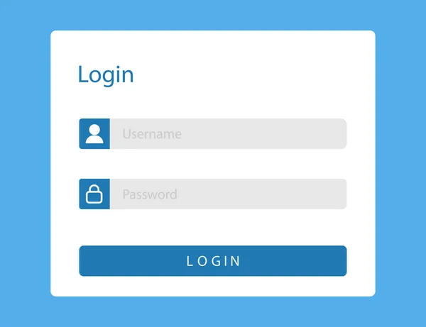 登录或登录在网页上 为成员在蓝色窗口中添加用户名和密码字段的模型 使用空白的Ui说明登录模板 以表格或登记方式签字 病媒Eps — 图库矢量图片