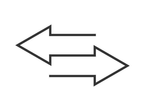 黒と白の矢印の転送記号 平面外形デザインの矢印でシンボルを交換します 絶縁されたアウトライン逆アイコン コミュニケーションの左右の矢印 ベクトルEps — ストックベクタ