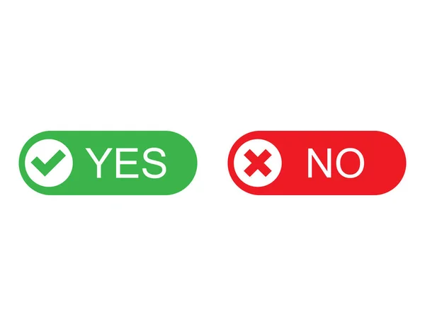 Yes Buttons Green Red Colors Flat Design Correct Incorrect Vote — Stock Vector