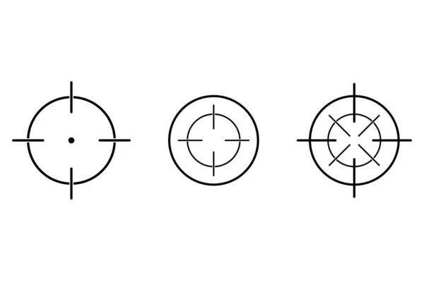 Objetivo ou alvo símbolo de cruz em círculo. Ilustração do signo de arma de atirador ou atirador. Visando bullseye em design plano em estilo esboço. Arma de jogo óptica. Apontar à caça. Vetor EPS 10 . — Vetor de Stock
