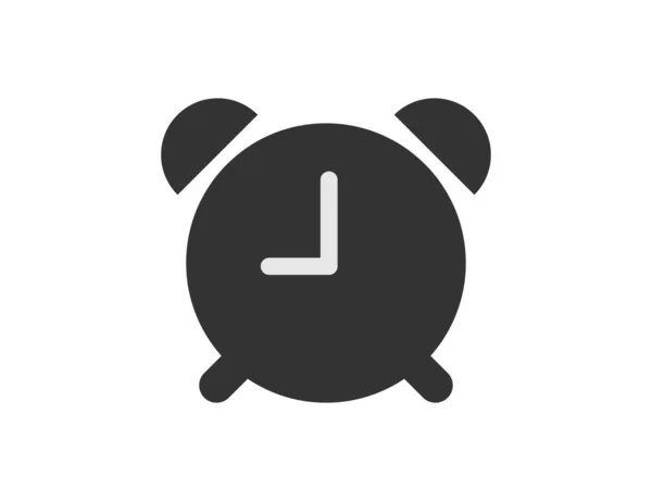Relógio despertador em design plano com cor preta. Temporizador ou relógio lembrete em estilo simples. Ícone isolado de cronômetro em design clássico. Às 9 da manhã. Hora da manhã. Vetor EPS 10 . — Vetor de Stock