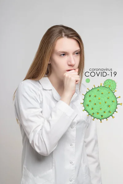 치명적 인 바이러스 Covid-19. 호흡기 질환입니다. — 스톡 사진