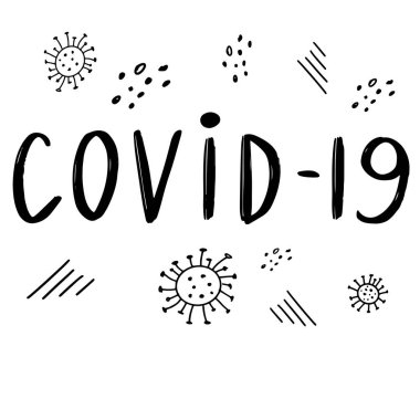 Covid-19 yazı harf vektörü illüstrasyon simgeleri ayarlandı