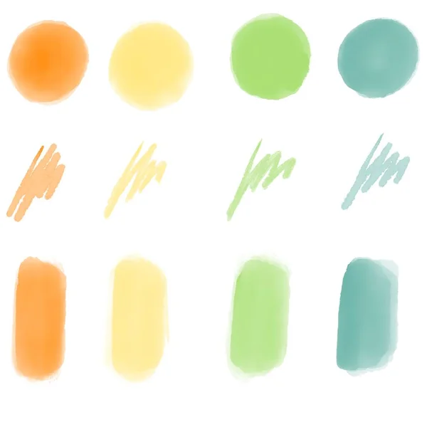 绿松石 蓝色刷子 水彩画 水彩画 水彩画 背景为白色的形状 — 图库矢量图片