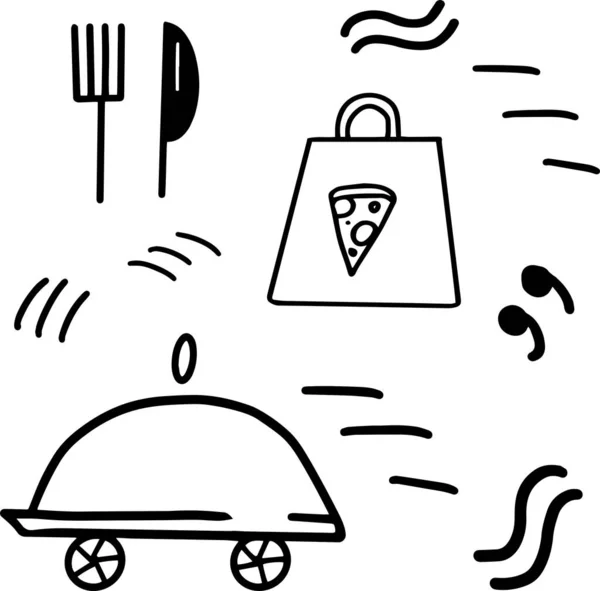 Entrega Alimentos Caligrafía Letras Set Vector Eps Ilustración Para Restaurantes — Vector de stock