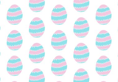 Arkaplan dokusu kusursuz çizim. Paskalya yumurtaları, pembe mavi bayram afiş, tebrik kartı, kartpostal, broşür için hoş bir geçmiş.