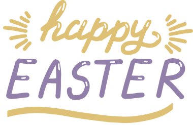 Mutlu Paskalyalar, yazı kaligrafisi, beyaz arka planda renkli ve izole edilmiş el yazısı. Tipografi posteri, afiş, kartpostal, broşür, vektör.