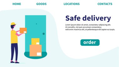 Güvenli teslimat. Web sayfası tasarım şablonları. Evde kal.