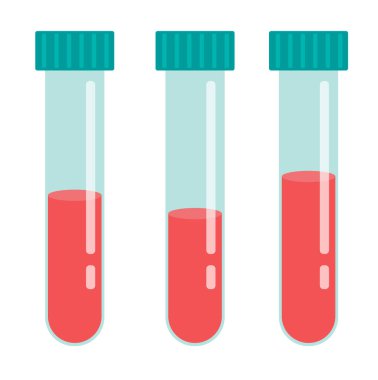 Kan numuneli tüpler. Tıbbi bölümde. Hızlı test kavramı. Laboratuvar araştırması ve teşhisi. Düz biçimli vektör illüstrasyonu