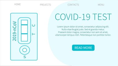 Test sonuçları salgın COVID-19. Virüs salgınından kaynaklanan hastalık kavramı. Coronavirus 'un yeni Coronavirus 2019 test sonuçları. Web sayfası tasarım şablonları