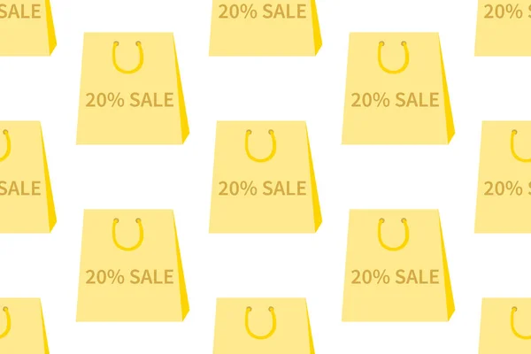Verkauf Gelbe Pakete Taschen Mit Der Aufschrift Rabatte Vector Illustration — Stockvektor