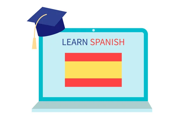 Cursos Español Línea Concepto Educación Distancia Formación Lingüística Cursos Estudiar — Archivo Imágenes Vectoriales