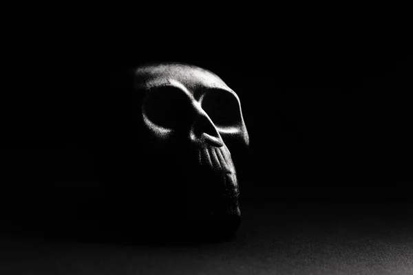 Skull Dark Background Lying Flat Surface — Stock Photo, Image