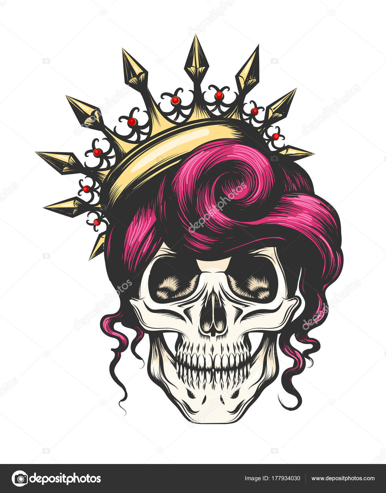 Download Female skull and roses tattoos | Female Skull in Crown ...