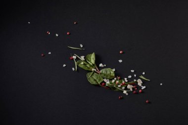 Siyah bir arka plan üzerinde dağınık baharat